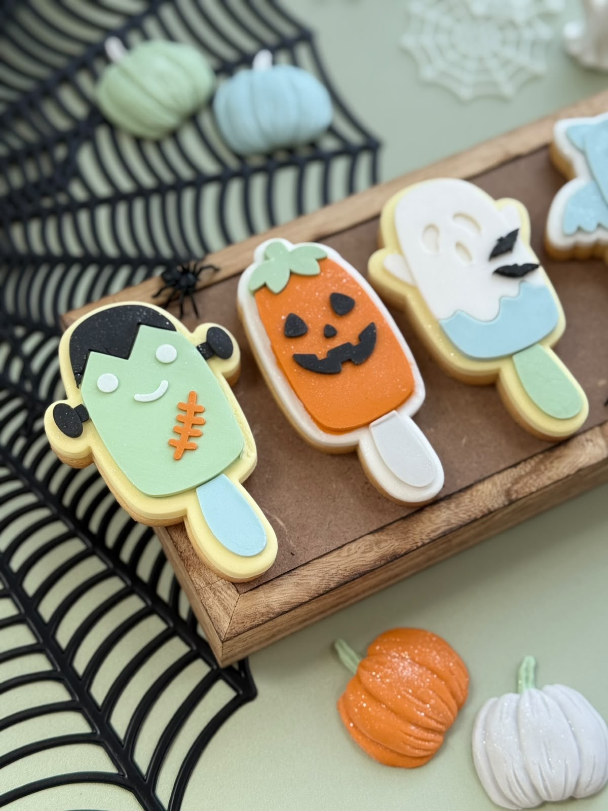 O'Khach Halloween cookie stamp design stamped in fondant