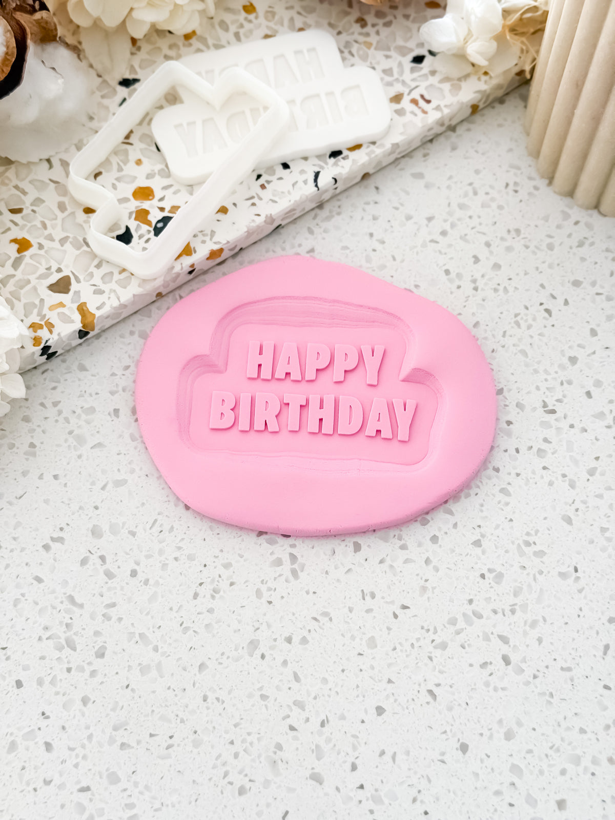 Happy Birthday (FN) Stamp & Cutter - Perfect for Fondant & Sugar Cookies