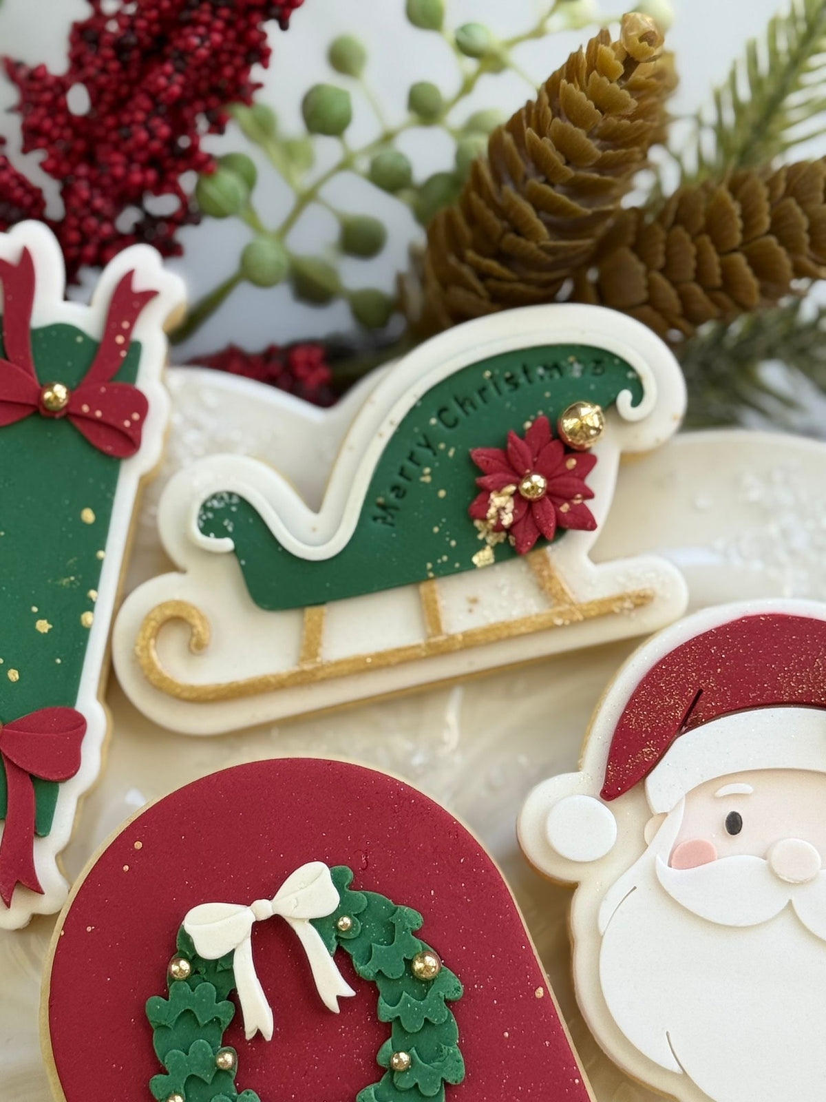 Sleigh (Plain) design stamped in fondant to show the finished cookie