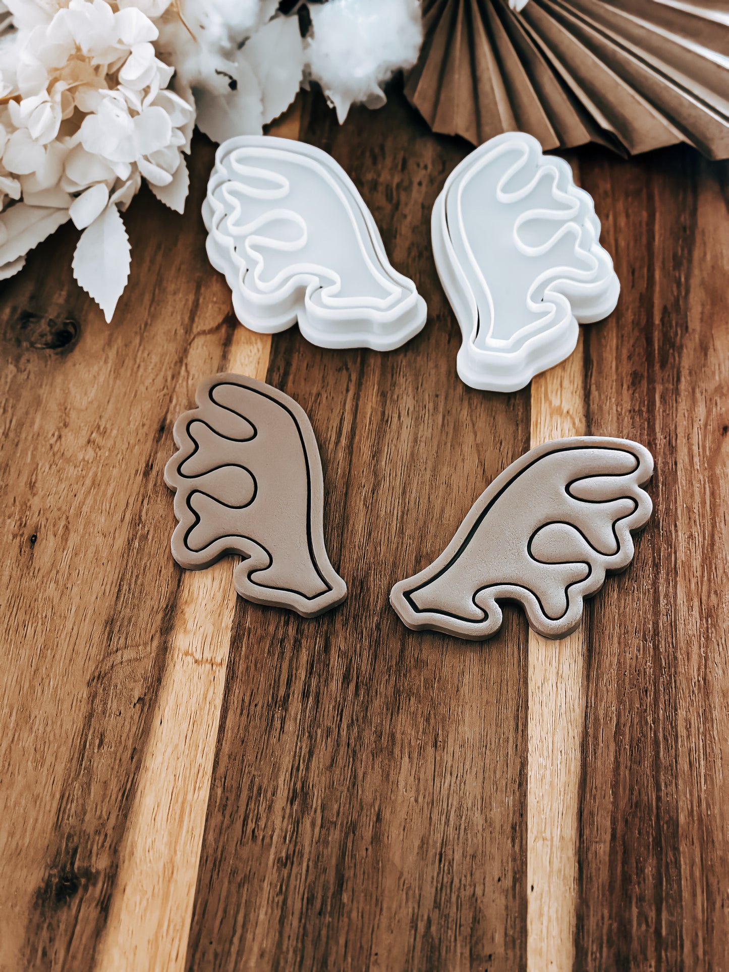 Antlers Set Christmas cookie stamp and cutter by O'Khach, shown stamped in fondant