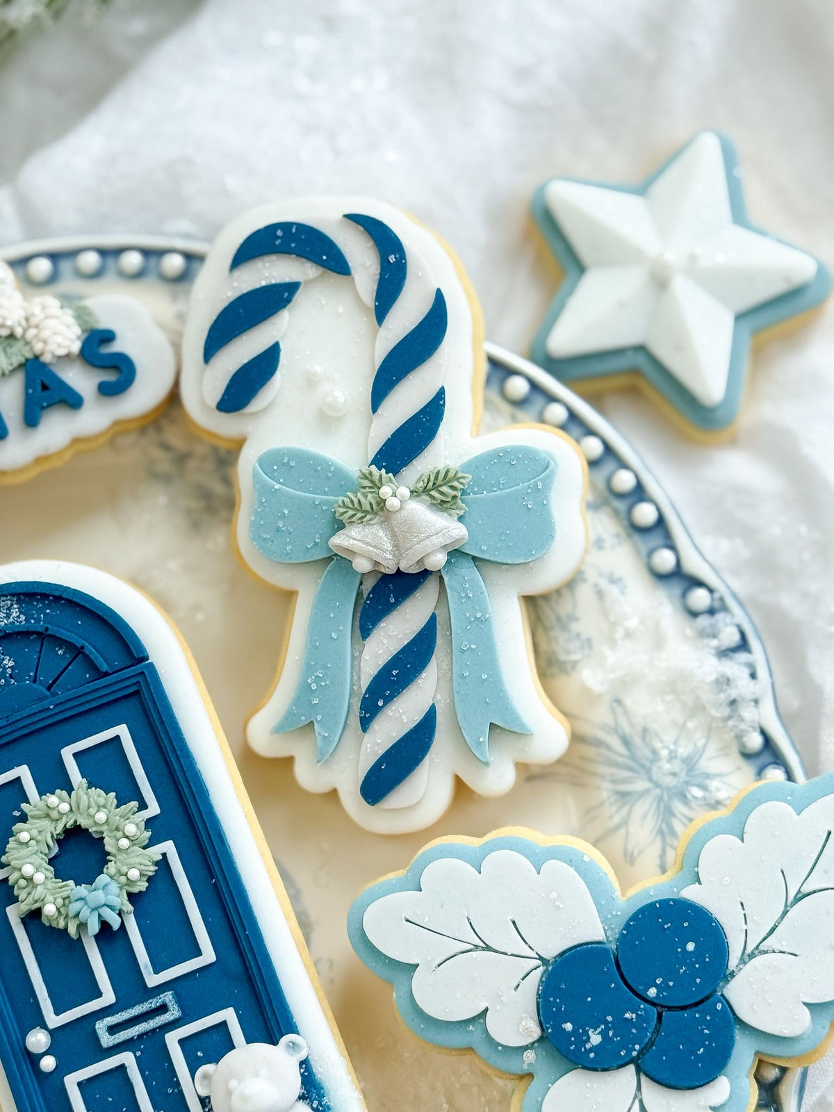 O'Khach Christmas cookie stamp design stamped in fondant