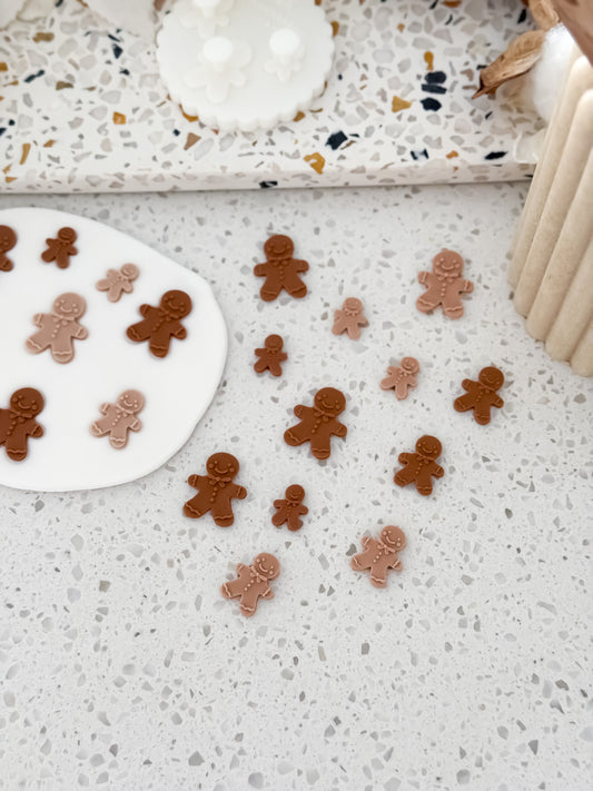 Gingerbread Man mini fondant decorations made with the Two Tone Press mould