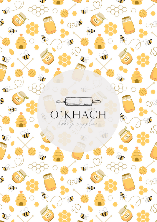 Bees & Honey Pattern No.11 - Edible Image - Premium Edible Image from O'Khach Baking Supplies - Just $16.99! Shop now at O'Khach Baking Supplies