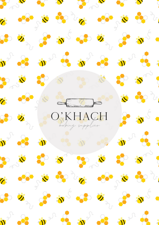 Bees & Honey Pattern No.2 - Edible Image - Premium Edible Image from O'Khach Baking Supplies - Just $16.99! Shop now at O'Khach Baking Supplies