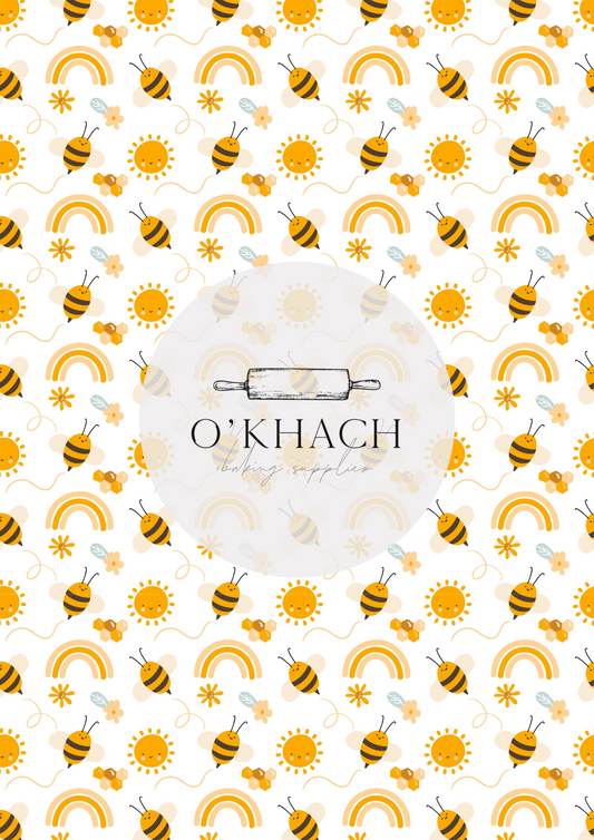 Bees & Honey Pattern No.4 - Edible Image - Premium Edible Image from O'Khach Baking Supplies - Just $16.99! Shop now at O'Khach Baking Supplies