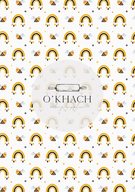 Bees & Honey Pattern No.5 - Edible Image - Premium Edible Image from O'Khach Baking Supplies - Just $16.99! Shop now at O'Khach Baking Supplies