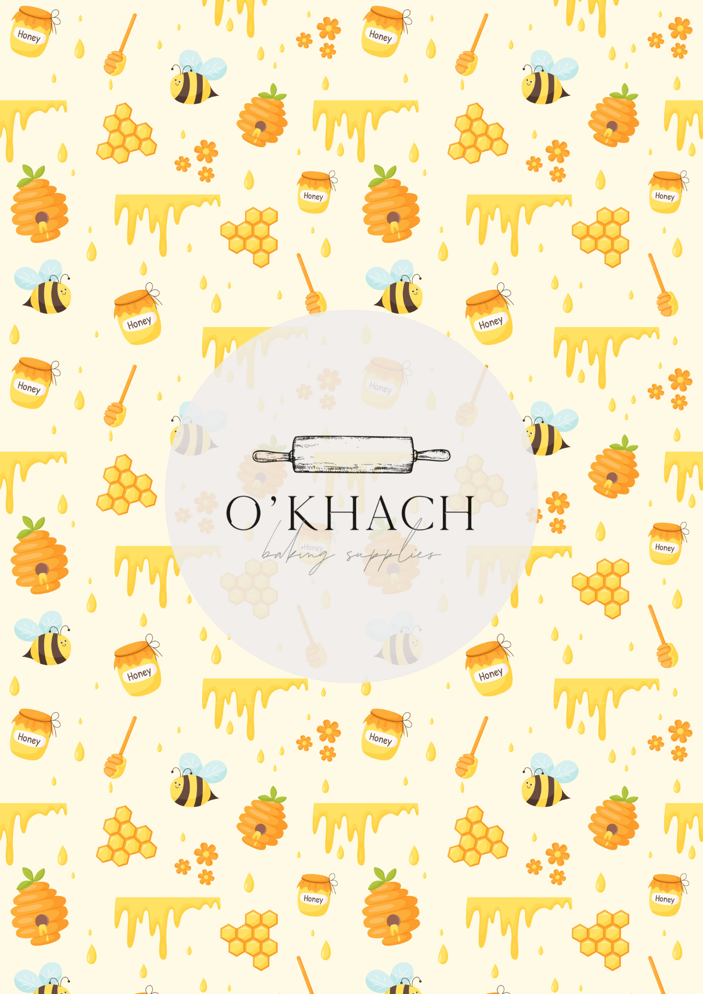 Bees & Honey Pattern - Edible Image – A4 Cake Topper & Cupcake Decoration
