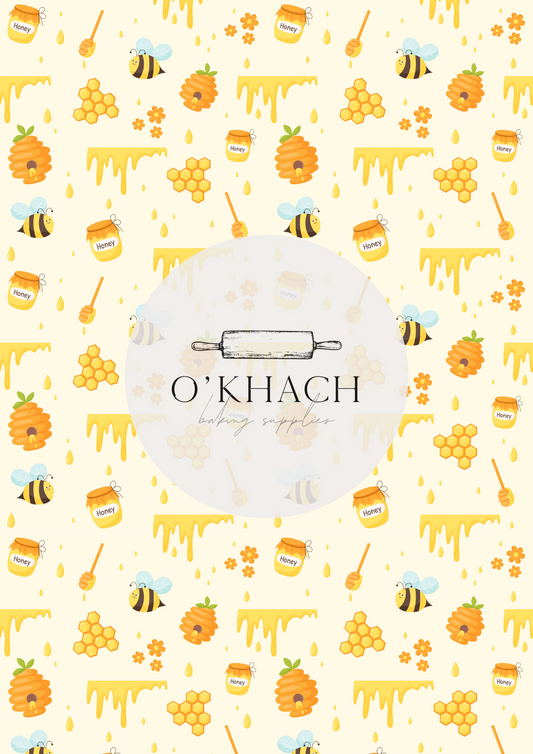 Bees & Honey Pattern No.6 - Edible Image - Premium Edible Image from O'Khach Baking Supplies - Just $16.99! Shop now at O'Khach Baking Supplies