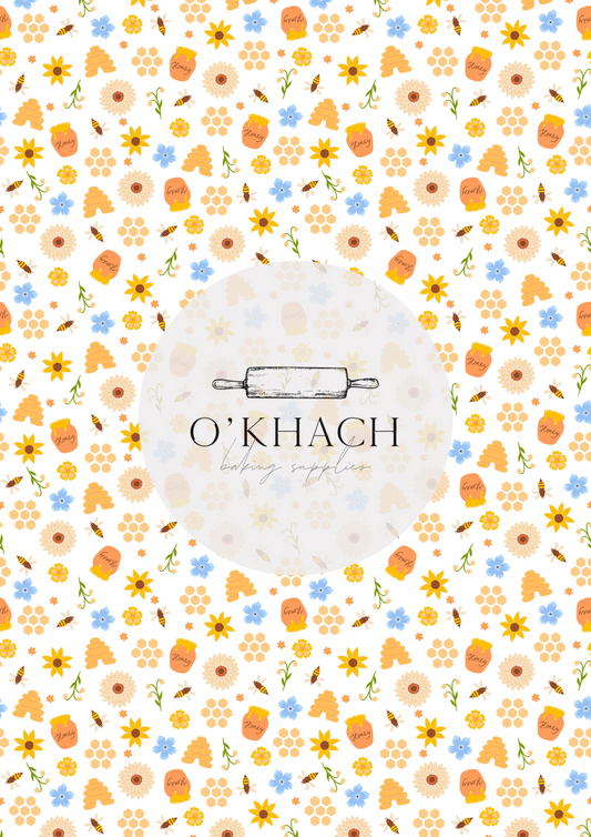 Bees & Honey Pattern No.7 - Edible Image - Premium Edible Image from O'Khach Baking Supplies - Just $16.99! Shop now at O'Khach Baking Supplies