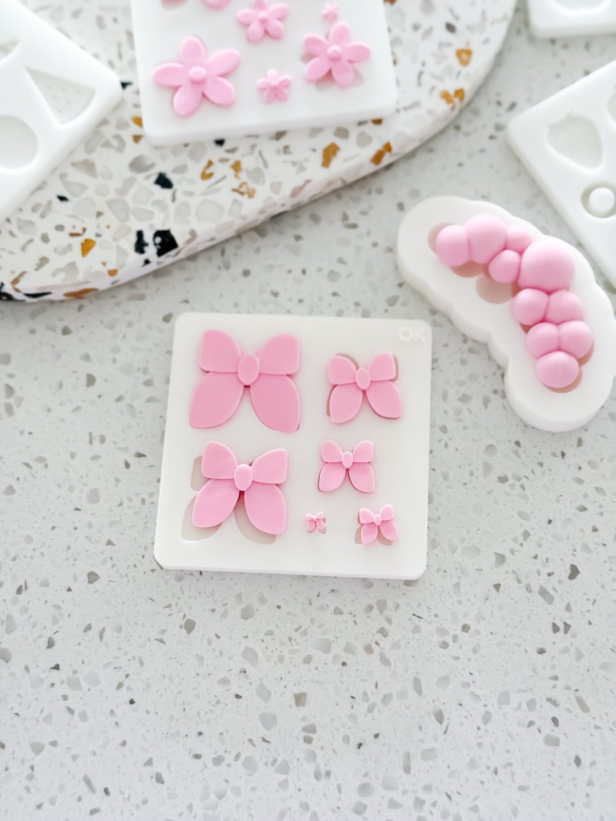 Classic Bow mini fondant decorations made with the Finger Press mould