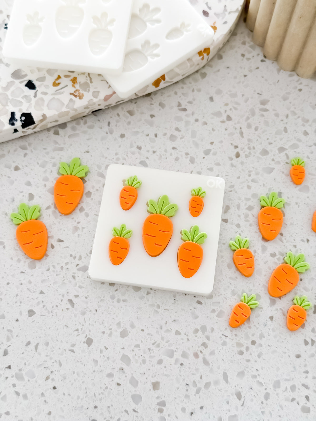 Easter Carrot mini fondant decorations made with the Finger Press mould