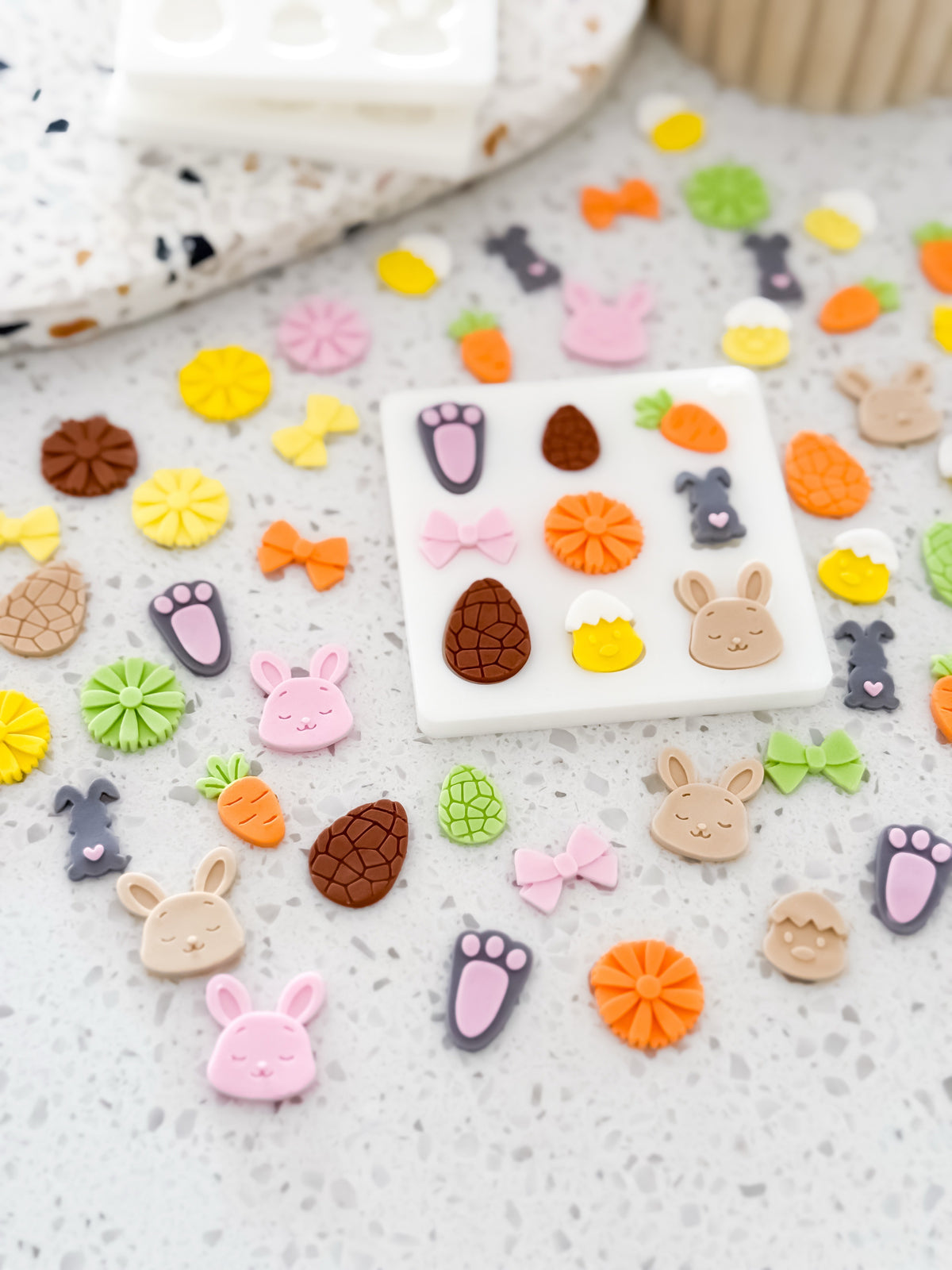 Easter Mini Mix mini fondant decorations made with the Finger Press mould