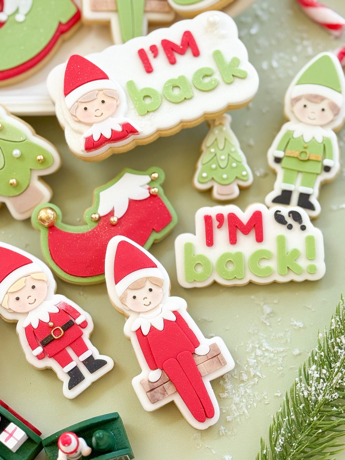 Elf Shoe design stamped in fondant to show the finished cookie