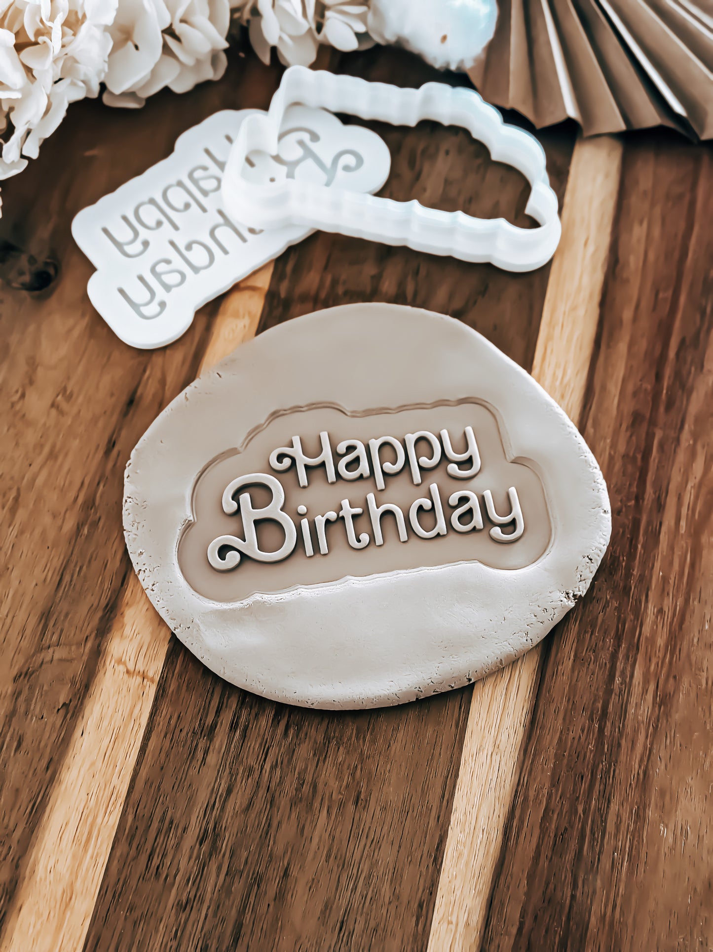 Happy Birthday Dreamhouse - Cookie Stamp & Cutter - Fondant & Sugar Cookies