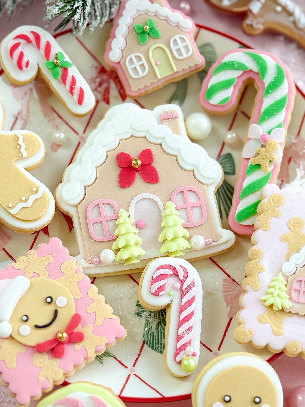 O'Khach Christmas cookie stamp design stamped in fondant