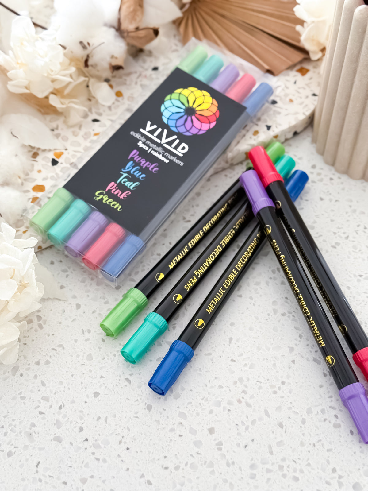 Vivid | Edible Metallic Markers - Rainbow