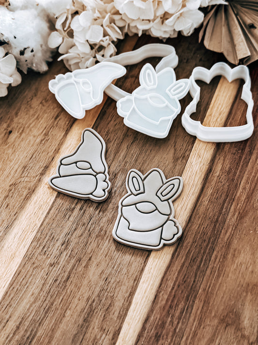 Mini Easter Gnomes Set Of 2 - Cookie Stamp and Cutter - O'Khach Baking Supplies