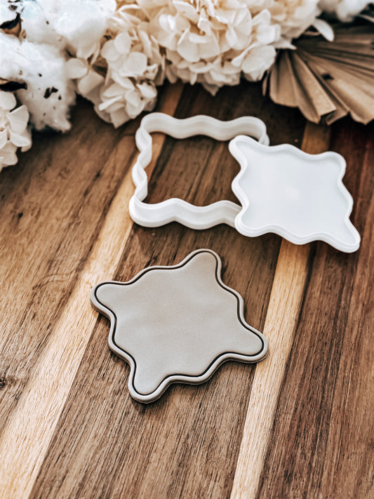 Wavy Square - Cookie Stamp & Cutter - O'Khach Baking Supplies