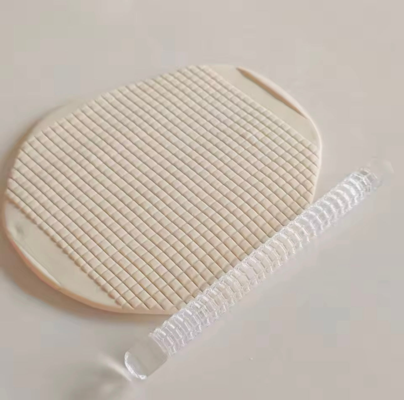 Waffle Grid Pattern - Acrylic Embossing Rolling Pin – Fondant, Cookie & Clay Texture Roller