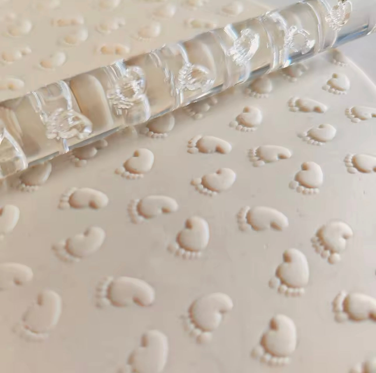 Baby Feet Pattern - Acrylic Embossing Rolling Pin – Fondant, Cookie & Clay Texture Roller