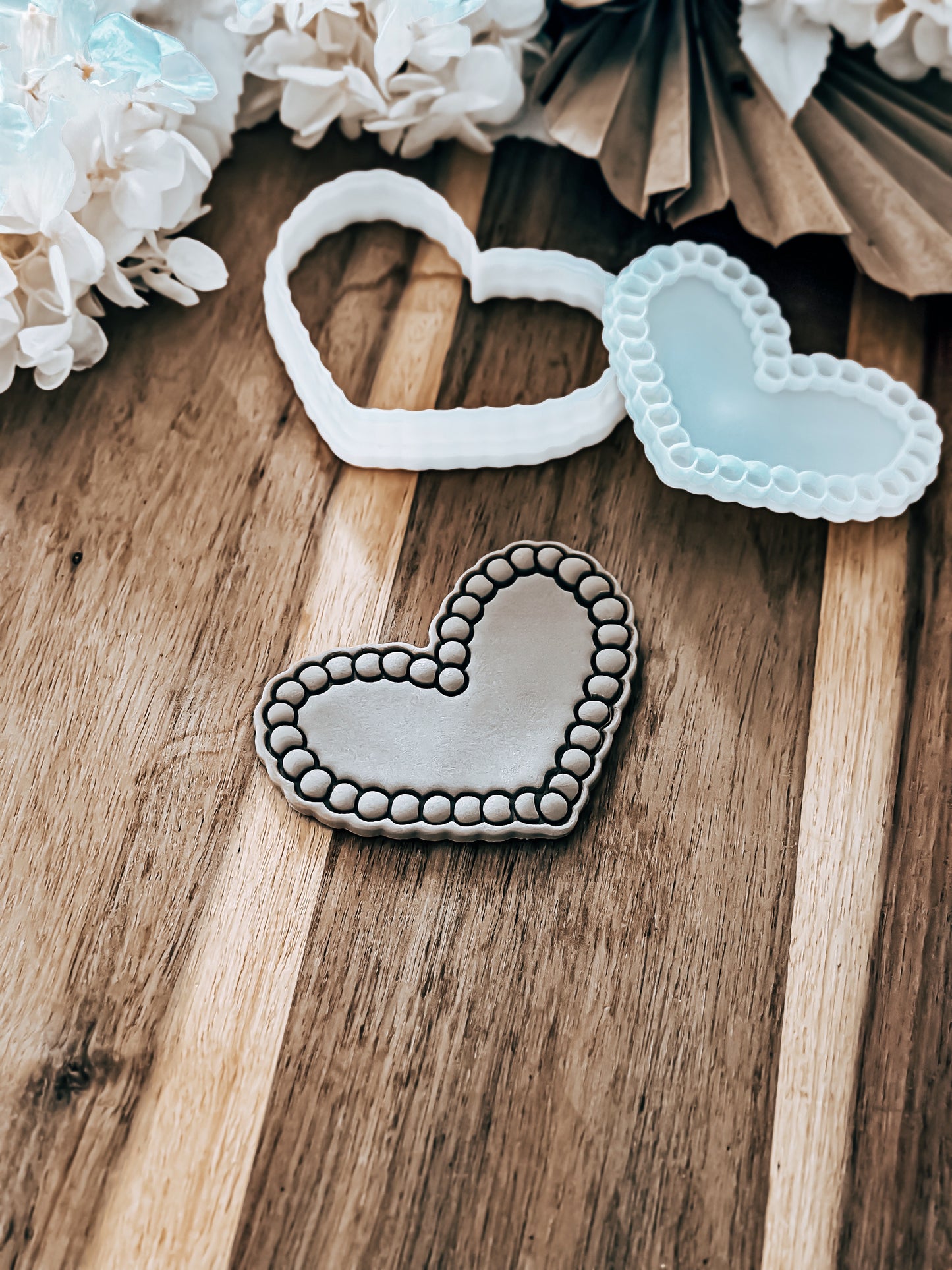 Pearl Heart - Cookie Stamp and Cutter - Ideal for Fondant & Sugar Cookies