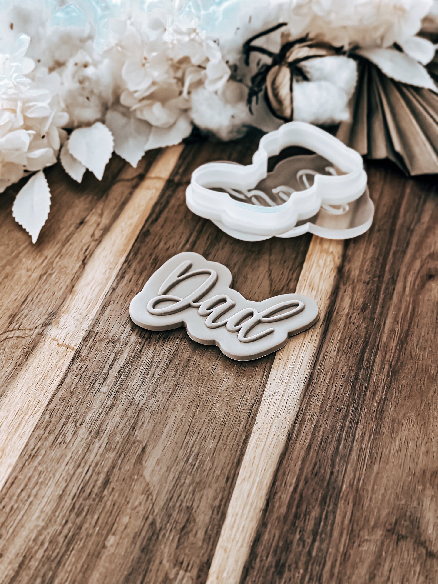 Dad Script 'UP' Stamp & Cutter - Perfect for Fondant & Sugar Cookies