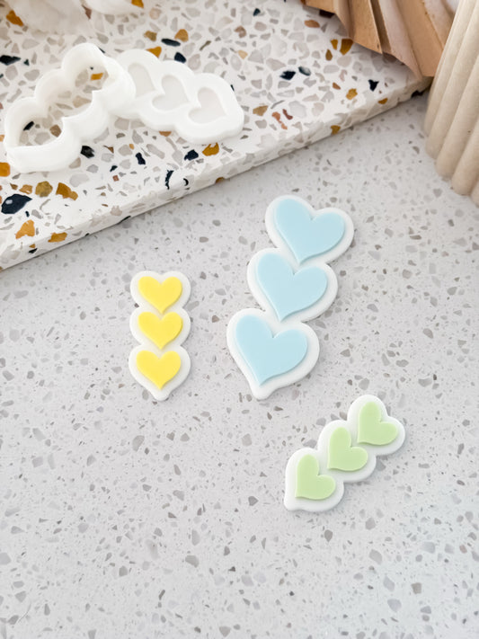 Mini Stacked Hearts Stamp & Cutter - Perfect for Fondant & Sugar Cookies