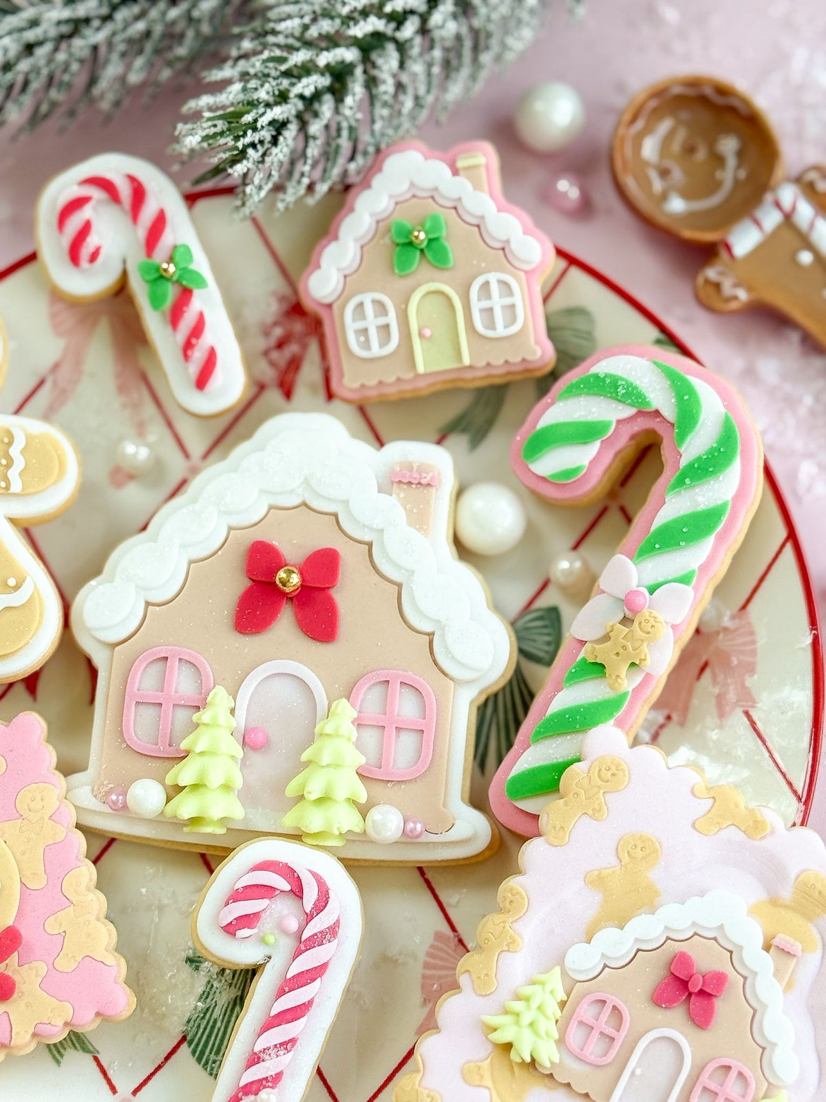 O'Khach Christmas cookie stamp design stamped in fondant