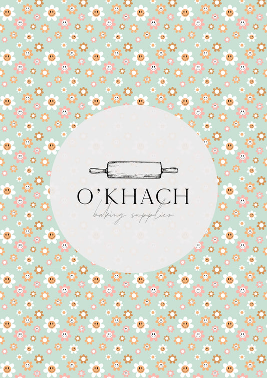 Retro Happy Pattern No.1 - Edible Image - O'Khach Baking Supplies