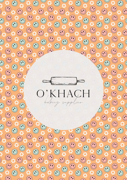 Retro Happy Pattern No.10 - Edible Image - O'Khach Baking Supplies