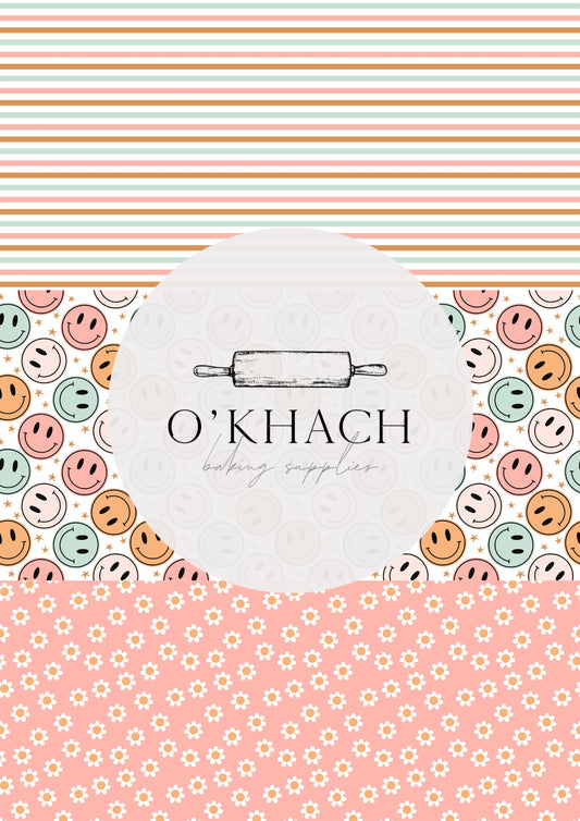 Retro Happy Pattern No.14 - Edible Image - O'Khach Baking Supplies