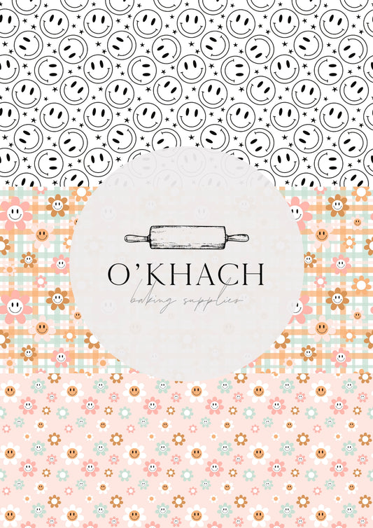 Retro Happy Pattern No.15 - Edible Image - O'Khach Baking Supplies