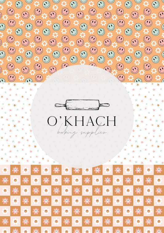 Retro Happy Pattern No.16 - Edible Image - O'Khach Baking Supplies
