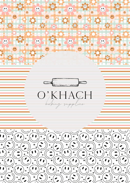 Retro Happy Pattern No.18 - Edible Image - O'Khach Baking Supplies