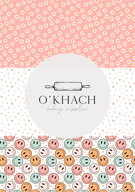 Retro Happy Pattern No.20 - Edible Image - O'Khach Baking Supplies