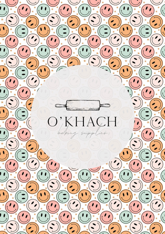 Retro Happy Pattern No.5 - Edible Image - O'Khach Baking Supplies