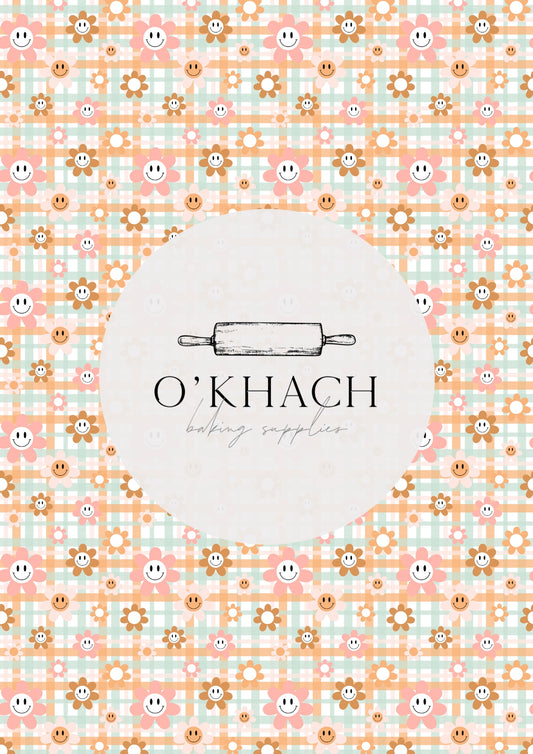 Retro Happy Pattern No.8 - Edible Image - O'Khach Baking Supplies