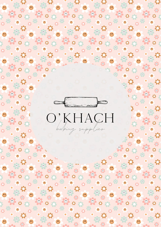 Retro Happy Pattern No.9 - Edible Image - O'Khach Baking Supplies