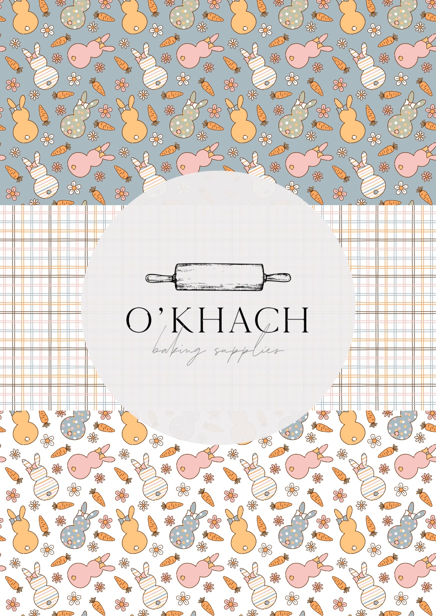 Spring Bunny Pattern No.18 - Edible Image - O'Khach Baking Supplies