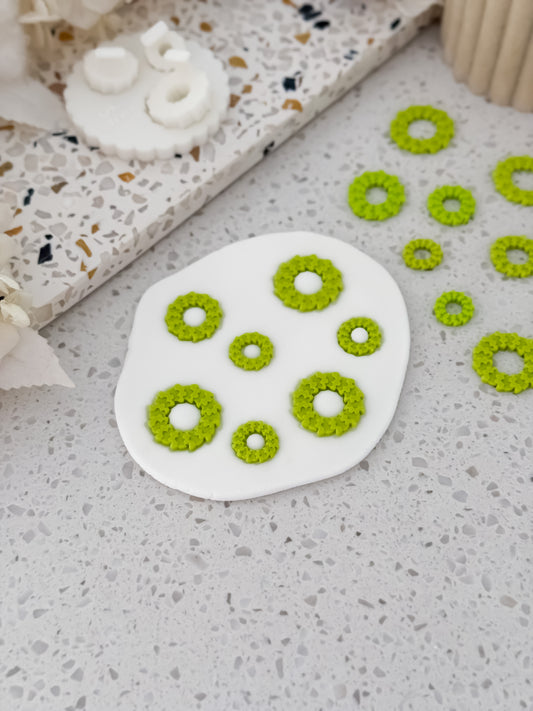 Christmas Wreath mini fondant decorations made with the Two Tone Press mould