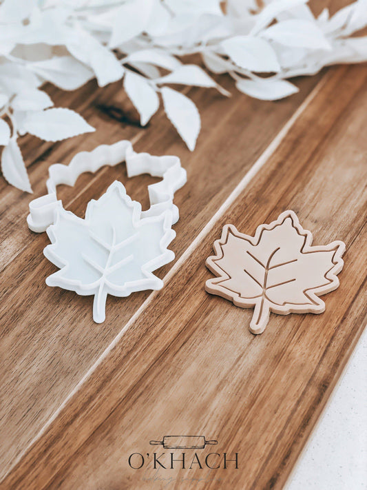 Autumn Leaf Cookie Stamp and Cutter - O'Khach Baking Supplies