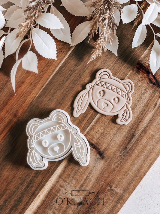 Boho Bear Cookie Stamp & Cutter (CLEARANCE) - O'Khach Baking Supplies