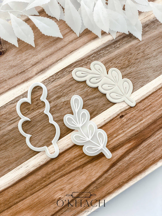 Brandy Leaf Cookie Stamp and Cutter - O'Khach Baking Supplies