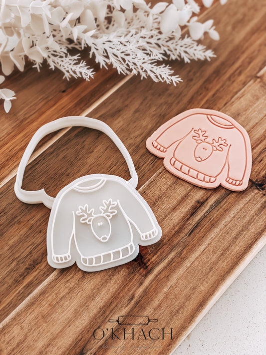 Christmas Sweater Cookie Stamp and Cutter - O'Khach Baking Supplies