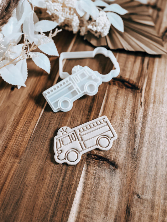 Fire Truck Cookie  Cutter and Stamp - O'Khach Baking Supplies