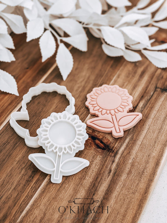 Full Sunflower Cookie Stamp and Cutter - O'Khach Baking Supplies