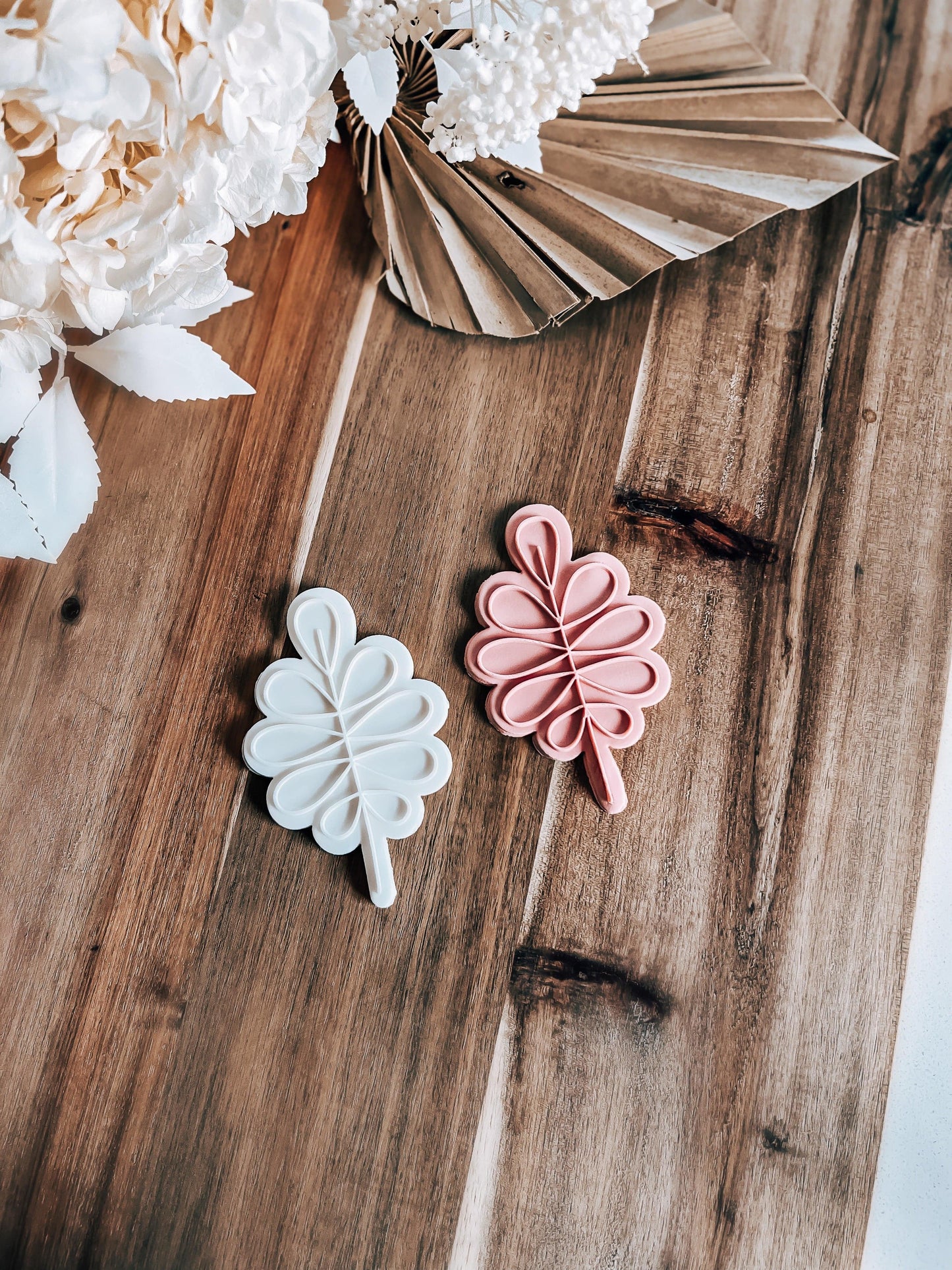 Hazel Leaf 'UP' Cookie Stamp & Cutter - O'Khach Baking Supplies