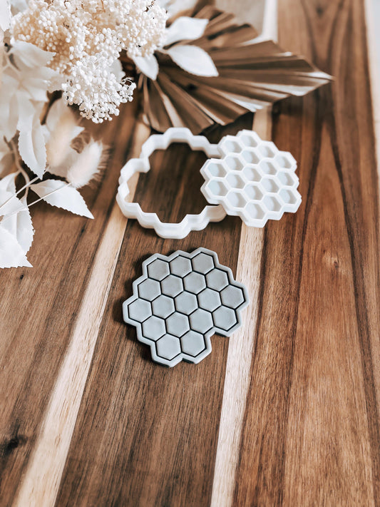 Honeycomb Cookie Stamp and Cutter - O'Khach Baking Supplies