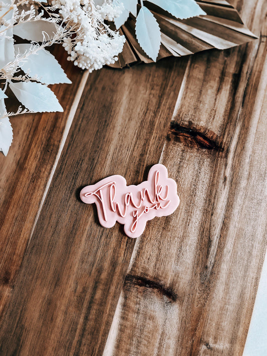 Thank you 'UP' (CURSIVE) Stamp and Cutter - O'Khach Baking Supplies