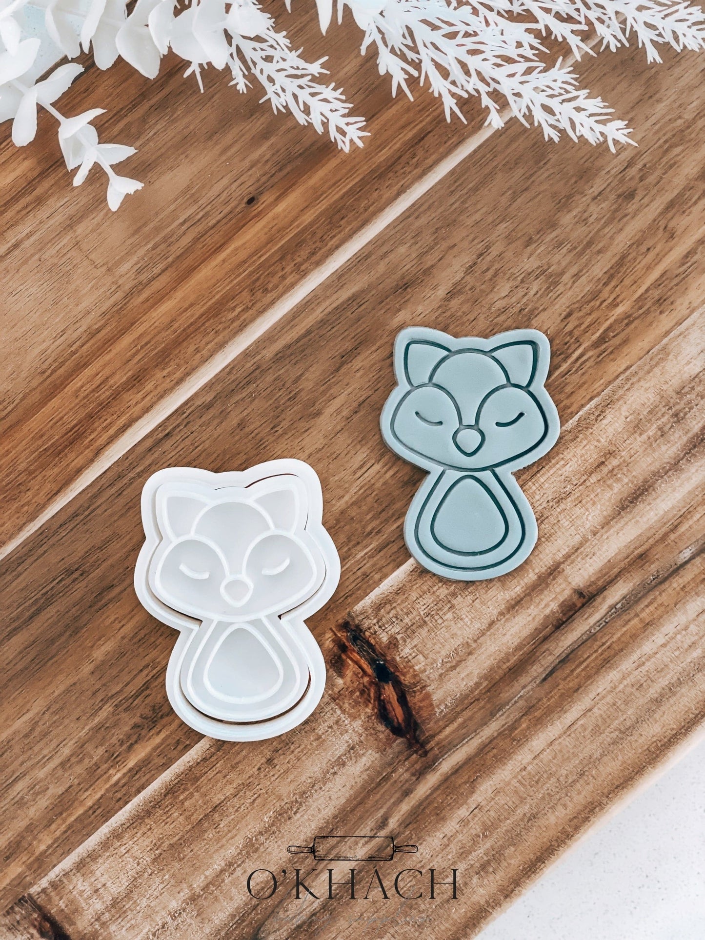 Baby Fox Rattle Stamp and Cutter - Perfect for Fondant & Sugar Cookies